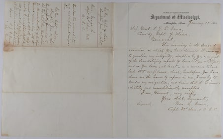 UNION GEN NAPOLEON J T DANA'S SON SUBMITS HIS RESIGNATION - TO HIS FATHER!