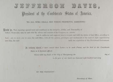 JEFFERSON DAVIS PRESIDENTAL APPOINTMENT FORM
