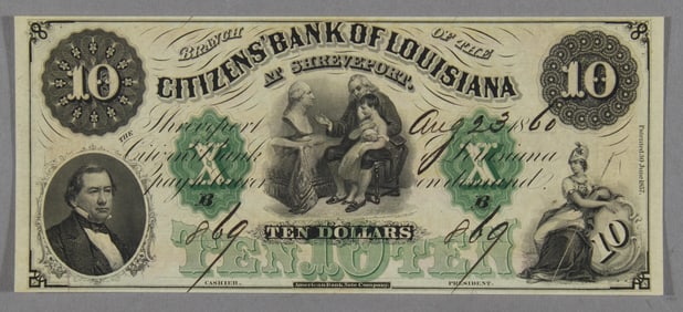 1860 CITIZEN'S BANK OF LOUISIANA $10.00 NOTE