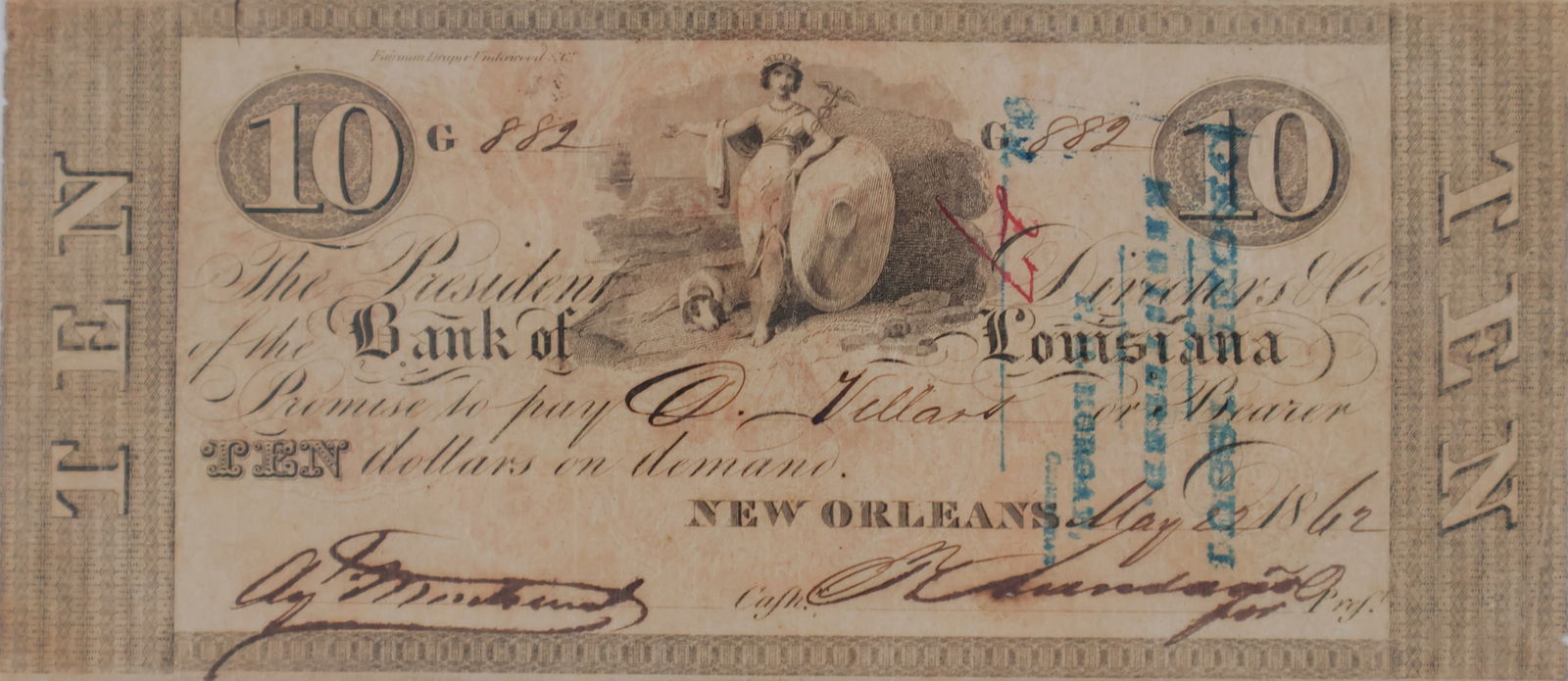 COUNTERFEIT CONFEDERATE BANK NOTE (1 of 2)