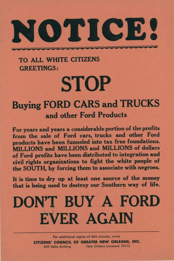ANTI-INTEGRATION NOTICE: ‘STOP BUYING FORD!’ (1 of 1)