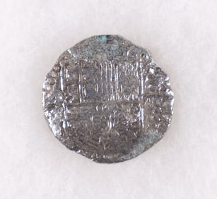 EIGHT REALE SILVER COIN FROM ATOCHA, WITH MEL FISHER CERTIFICATE