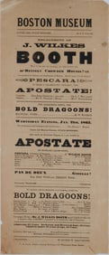 LINCOLN ASSASSINATION - JOHN WILKES BOOTH THEATRICAL BROASIDE