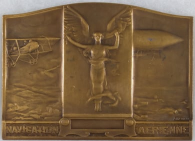 AVIATION HISTORY: PIERRE ALEXANDRE MORLON BRASS NAVIGATION PLAQUE/MEDAL