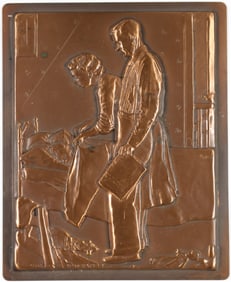 NORMAN ROCKWELL BRASS PLAQUE