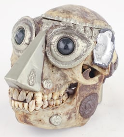 SILVER DECORATED MONKEY SKULL 'KAPALA'
