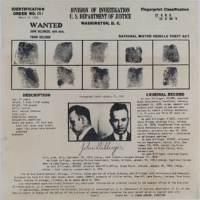 JOHN DILLINGER WANTED POSTER