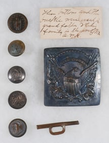 WAR OF 1812 EAGLE ARTILLERY BELT PLATE AND BUTTONS