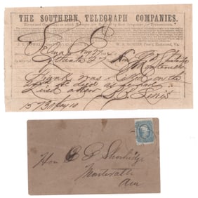 TELEGRAM AND COVER ON A K.I.A. ALABAMIAN