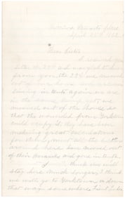 UNION SOLDIER WRITES ABOUT DESERTING SOLDIER AND THE WOUNDED AT YORKTOWN