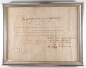 DIPLOMA OF C.S.A. MAJOR GEN. WILLIAM B. TALIAFERRO