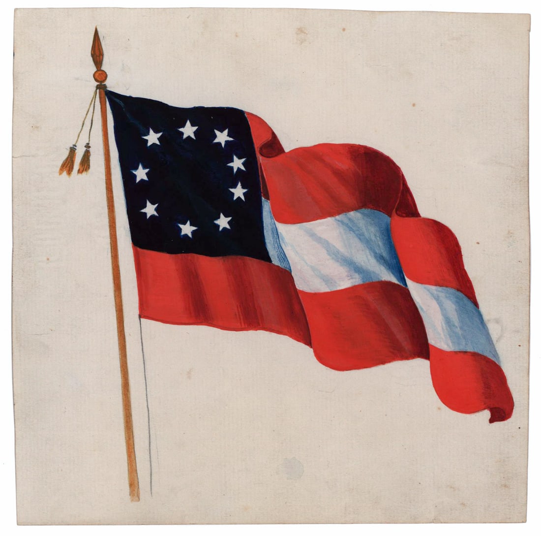 HAND-PAINTED FIRST CONFEDERATE FLAG (1 of 1)