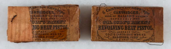COLT PATENT REVOLVING BELT PISTOL CARTRIDGE PACKETS (2)