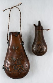 PATRIOTIC CIVIL WAR ERA POWDER HORNS (2)