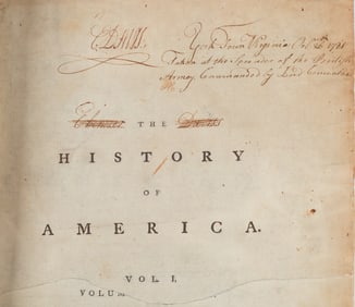 ‘ROBERTSON’S HISTORY OF AMERICA’ CAPTURED BY A PATRIOT AT YORKTOWN