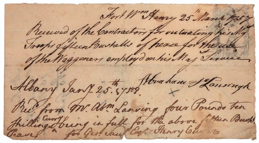 1757 FORT WILLIAM HENRY DOCUMENT