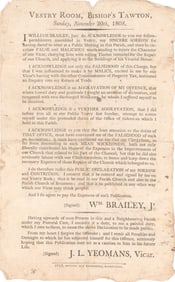 BROADSIDE - MAN APOLOGIZES FOR RIDICULING A VICAR