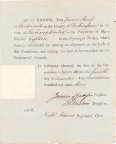 JAMES SHEAFE'S SHARE IN THE PISCATAQUA BRIDGE