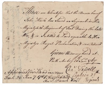 LAND GRANT TO A BRITISH FOOT SOLDIER
