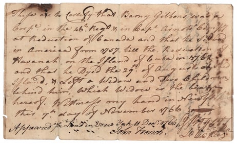 LAND GRANT TO A BRITISH FOOT SOLDIER