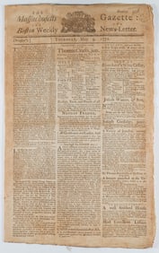 MASSACHUSETTS GAZETTE ANNOUNCES THE ELECTION OF HANCOCK, ADAMS, AND OTIS