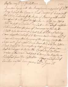 SHIP'S CAPTAIN FEARS LOSS OF HIS CARGO, 1754