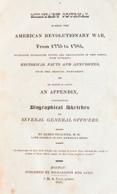 SURGEON'S 'MILITARY JOURNAL DURING THE REVOLUTIONARY WAR...', 1823