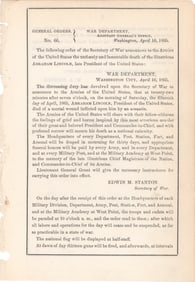 LINCOLN'S DEATH IS ANNOUNCED TO THE ARMY