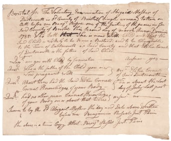 INTERROGATION OF A WOMAN ON HER 'BASTARD' SON, 1785