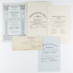 LOT OF 1800’S THANKSGIVING BALL INVITATIONS (5)