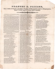 1845 ROADSIDE EULOGIZES DECEASED TEENAGED GIRL