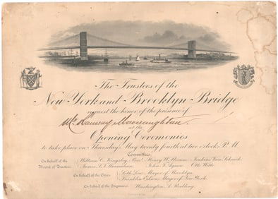 INVITATION TO OPENING OF THE BROOKLYN BRIDGE