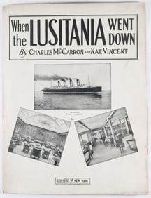 ‘WHEN THE LUSITANIA WENT DOWN’ SHEET MUSIC
