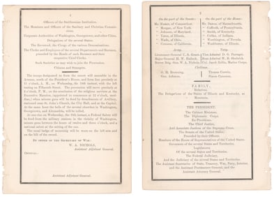 WAR DEPARTMENT ORDERS FOR LINCOLN'S FUNERAL PROCESSION