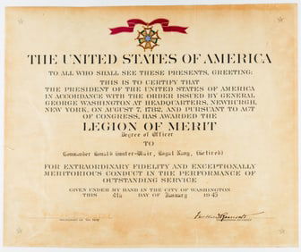 FRANKLIN D. ROOSEVELT AWARD OF A D-DAY LEGION OF MERIT