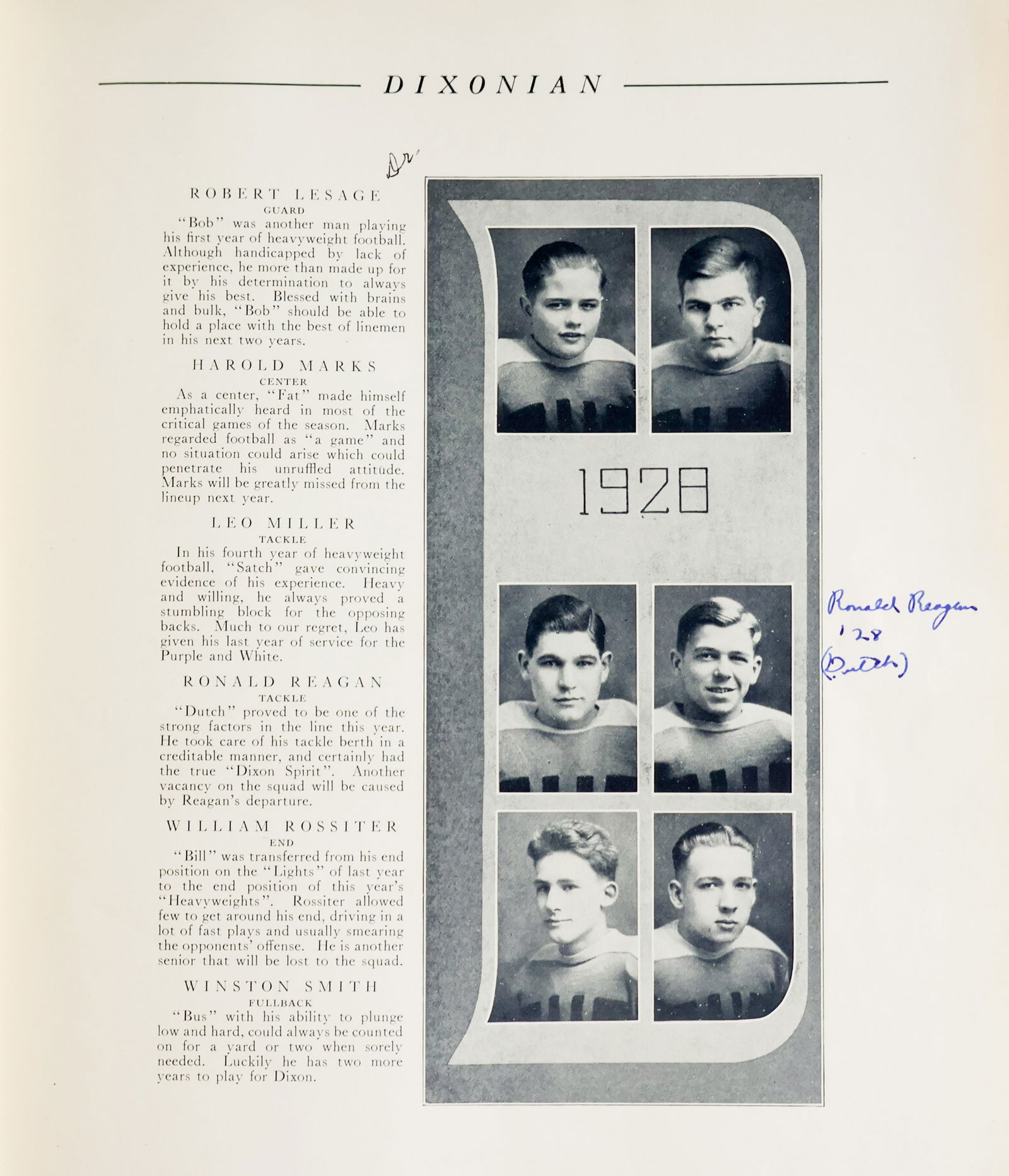 RONALD REAGAN SIGNED YEARBOOK (1 of 7)
