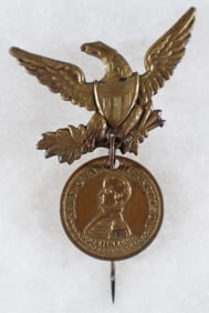 WM. HENRY HARRISON CAMPAIGN PIN WITH EAGLE