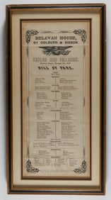 ‘TAYLOR AND FILLMORE’ BILL OF FARE