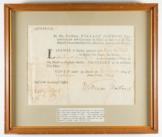 1749 PASSPORT FOR THE BRITISH LEEWARD ISLANDS