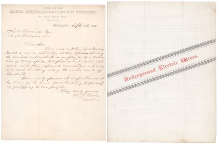 MORSE UNDERGROUND CONDUIT COMPANY ADVERTISING LETTER