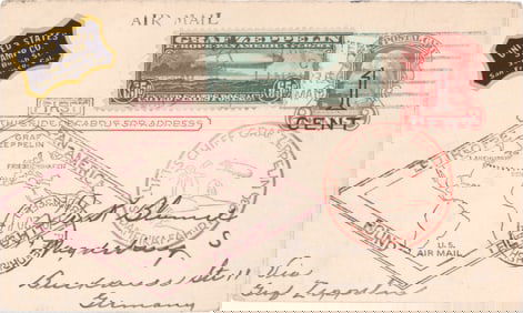 (GRAF ZEPPELIN) FIRST FLIGHT FLOWN POSTCARD, 1930