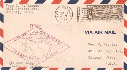 (GRAF ZEPPELIN) FIRST FLIGHT FLOWN COVER, 1930