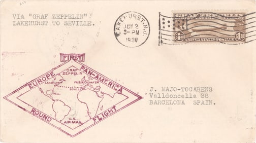 (GRAF ZEPPELIN) FIRST FLIGHT FLOWN COVER, 1930
