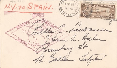 (GRAF ZEPPELIN) FIRST FLIGHT FLOWN COVER, 1930