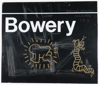 KEITH HARING 'RADIANT BABY" AND 'SNAKE' SUBWAY SIGN
