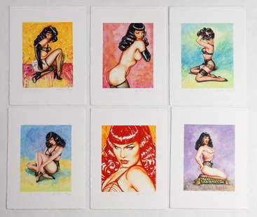 BETTIE PAGE AND OLIVIA DE BERARDINIS (6): BETTIE PAGE (1923-2008) American model and pin-up girl, active mostly in the 1950s. She is said to have been photographed more than Marilyn Monroe. In addition to common pin-up photos, Page also posed