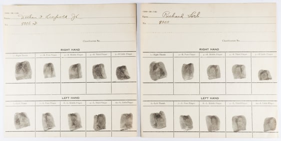 'LEOPOLD AND LOEB' FINGERPRINT CARDS