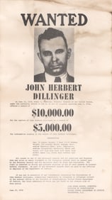JOHN DILLINGER WANTED POSTER