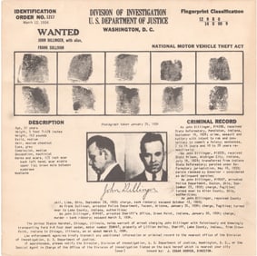 JOHN DILLINGER WANTED POSTER