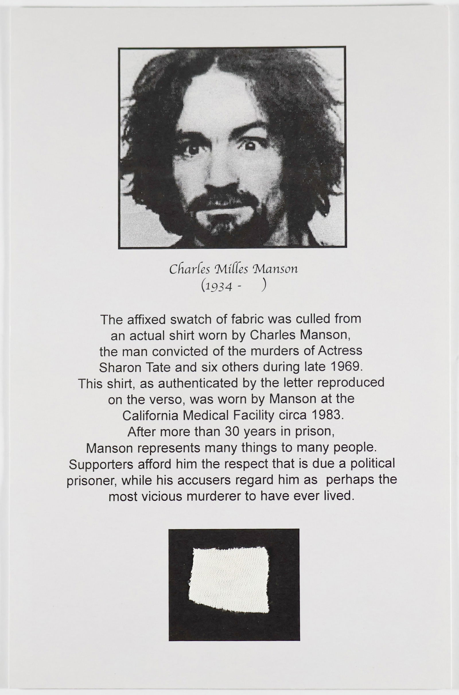(CHARLES MANSON) (1 of 4)